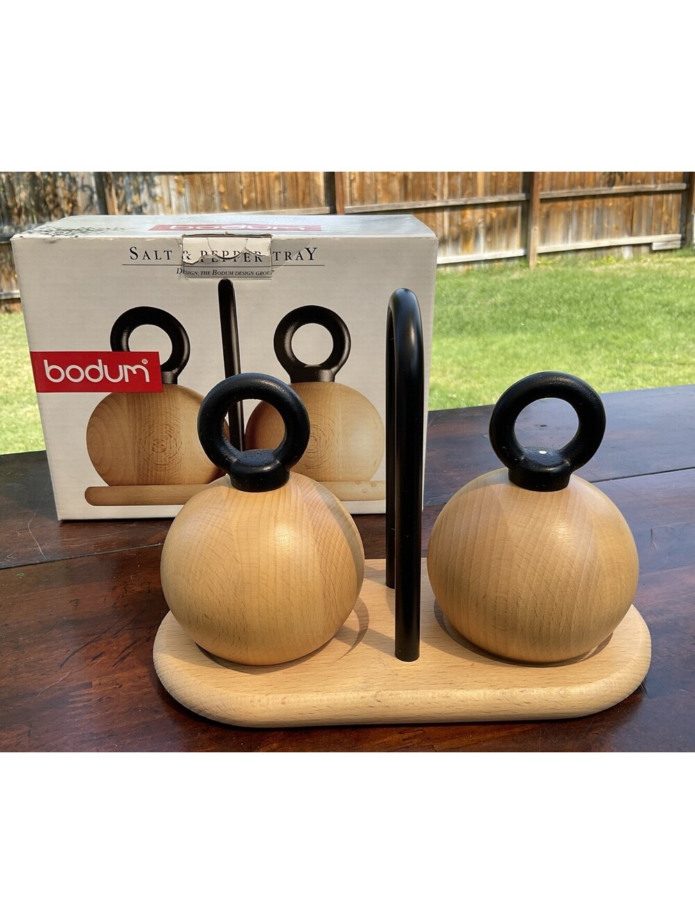 VTG BODUM Nissen Salt & Pepper Wooden Mill/Grinder Set Beach Wood Denmark NEW